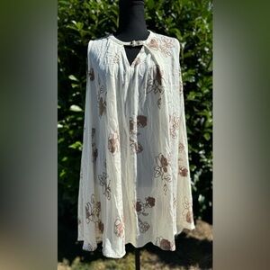 Umgee Cream Flowy Baby Doll Dress, Tunic Top, Swing Dress‎ Women's Size Medium